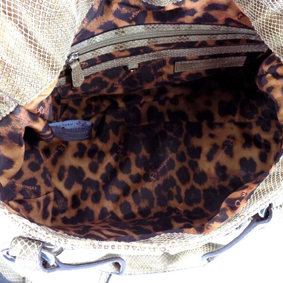 B. Makowsky Snake Embossed Leather Shoulder Handbag Brown Multi Leather - Picture 11 of 12